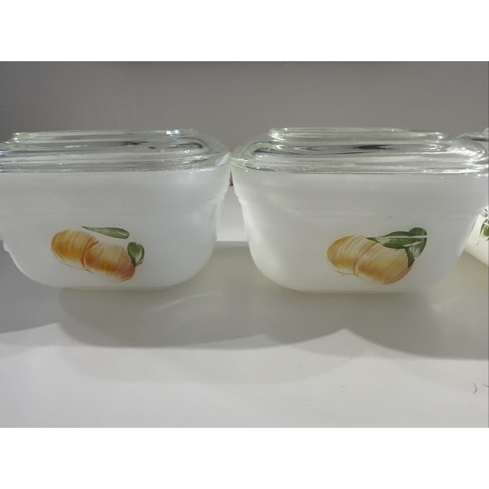 VTG Fire King Fruit Small Refrigerator Dish with Cover USA Hand Painted 4" Glass - Picture 5 of 16